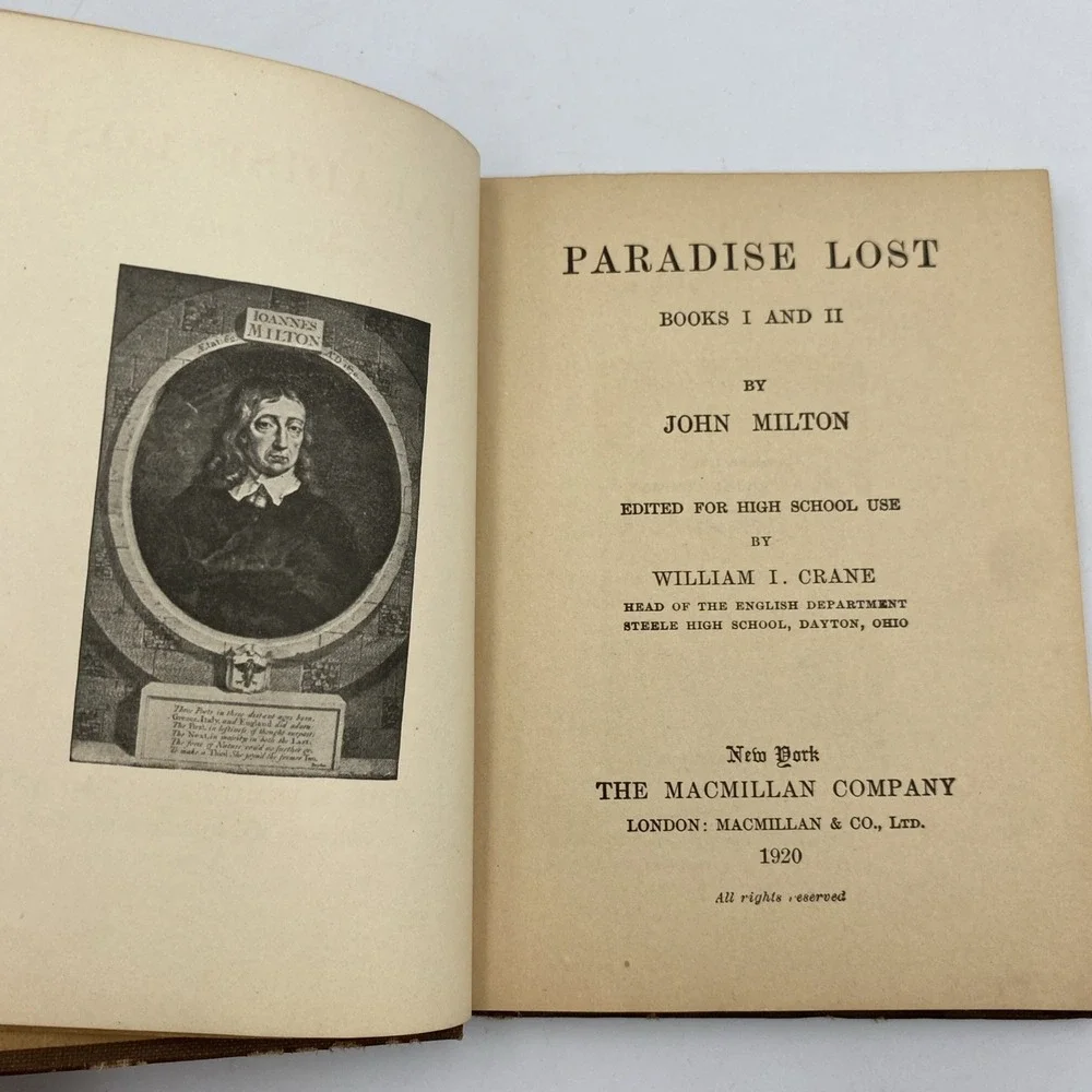 Antique Milton's Paradise Lost Books I + II 1920‎ Macmillan's Pocket Classics